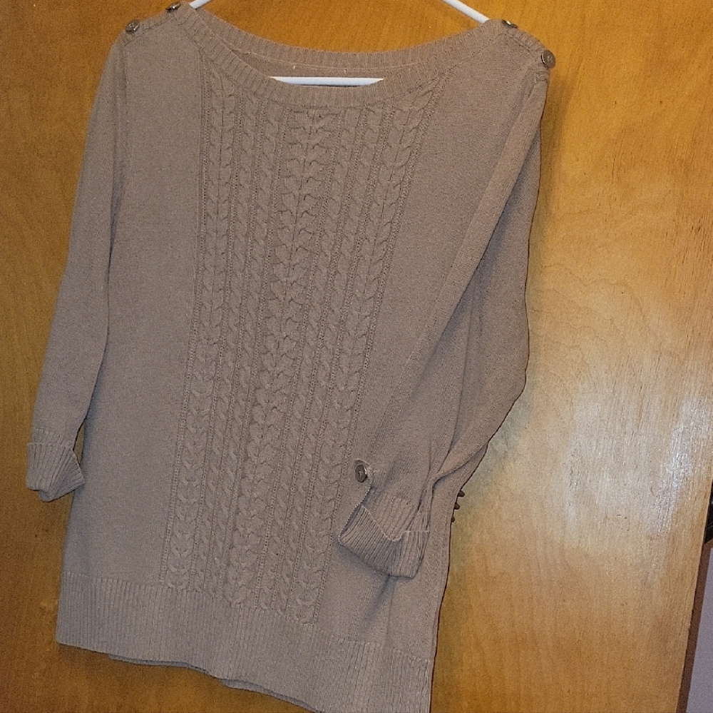 Elegant Cable Knit Sweater - Taupe